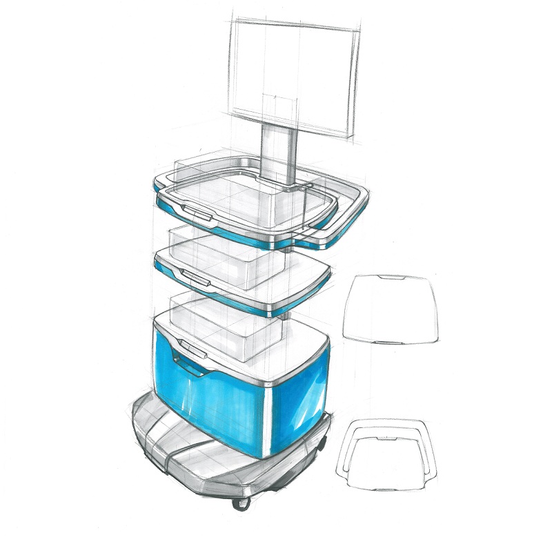 醫(yī)療器械一體化推車手繪設(shè)計